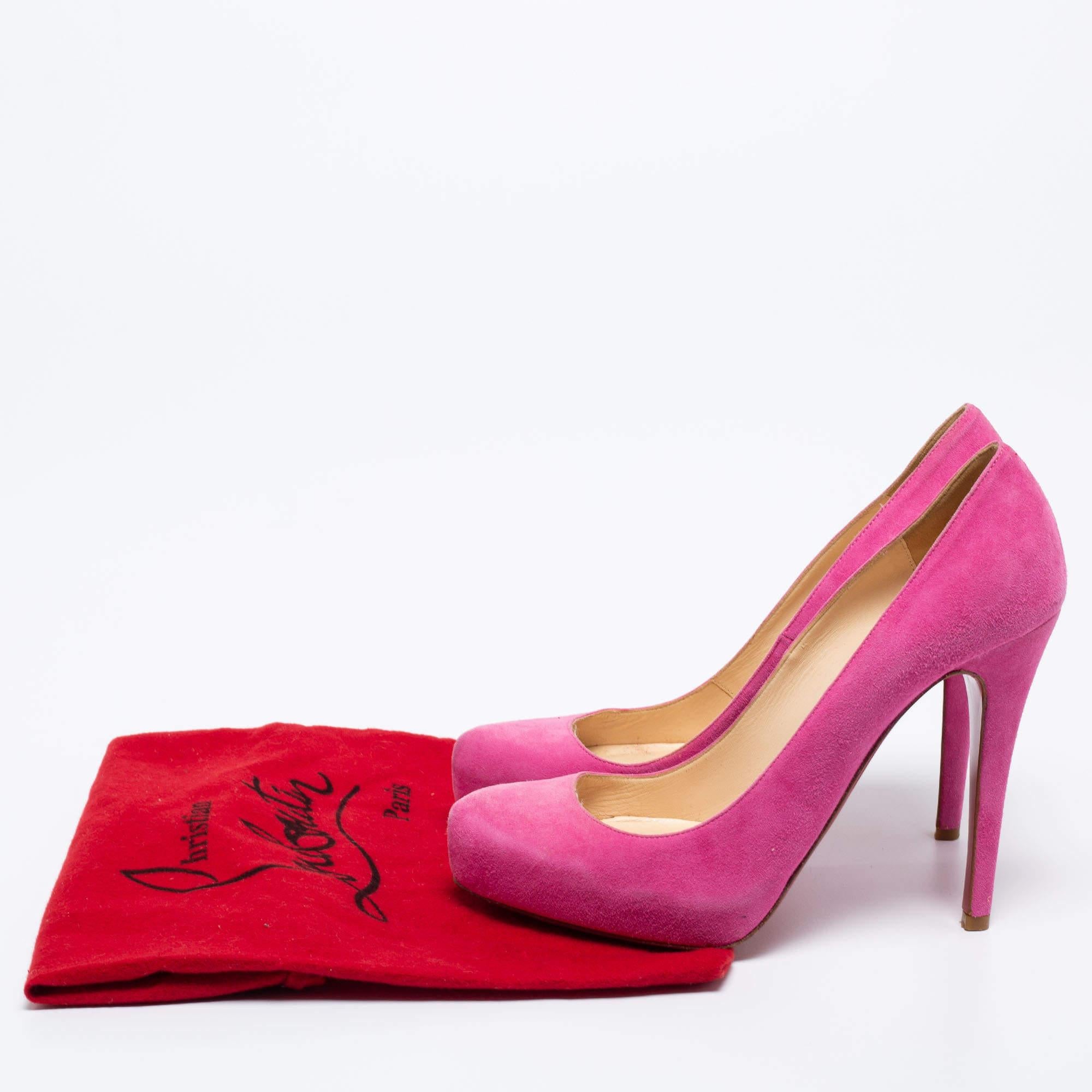 Christian Louboutin Pink Suede Elisa Pumps Size 38.5 For Sale 5