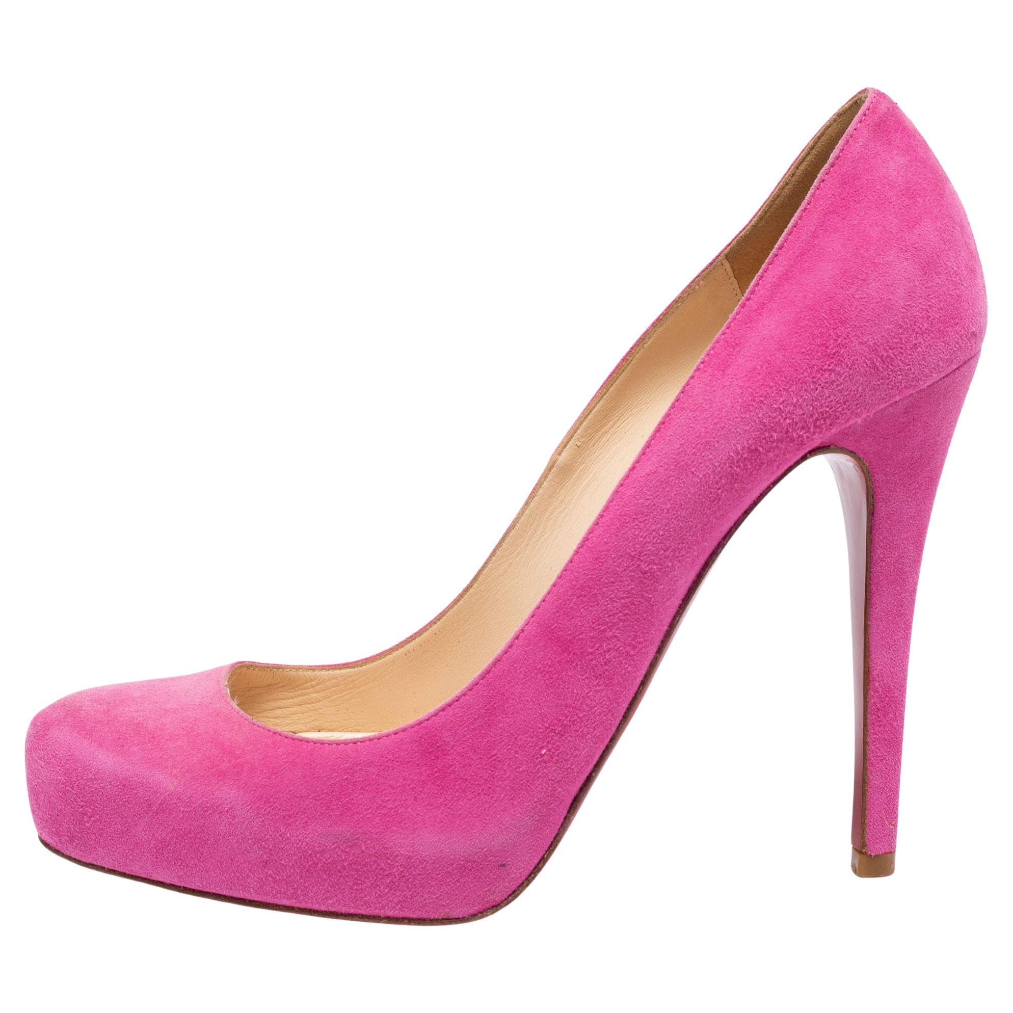 Christian Louboutin Pink Suede Elisa Pumps Size 38.5 For Sale