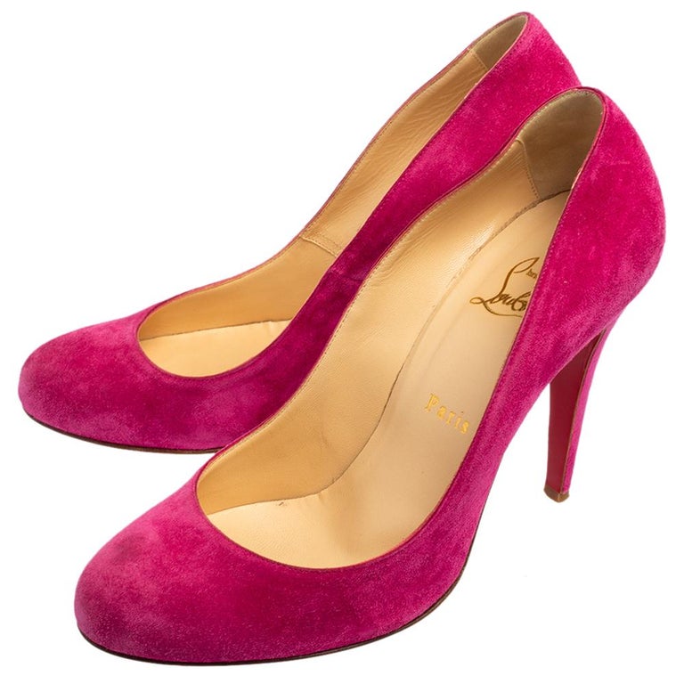 Christian Louboutin Pink Suede Fifi Pumps Size 39 For Sale at 1stDibs