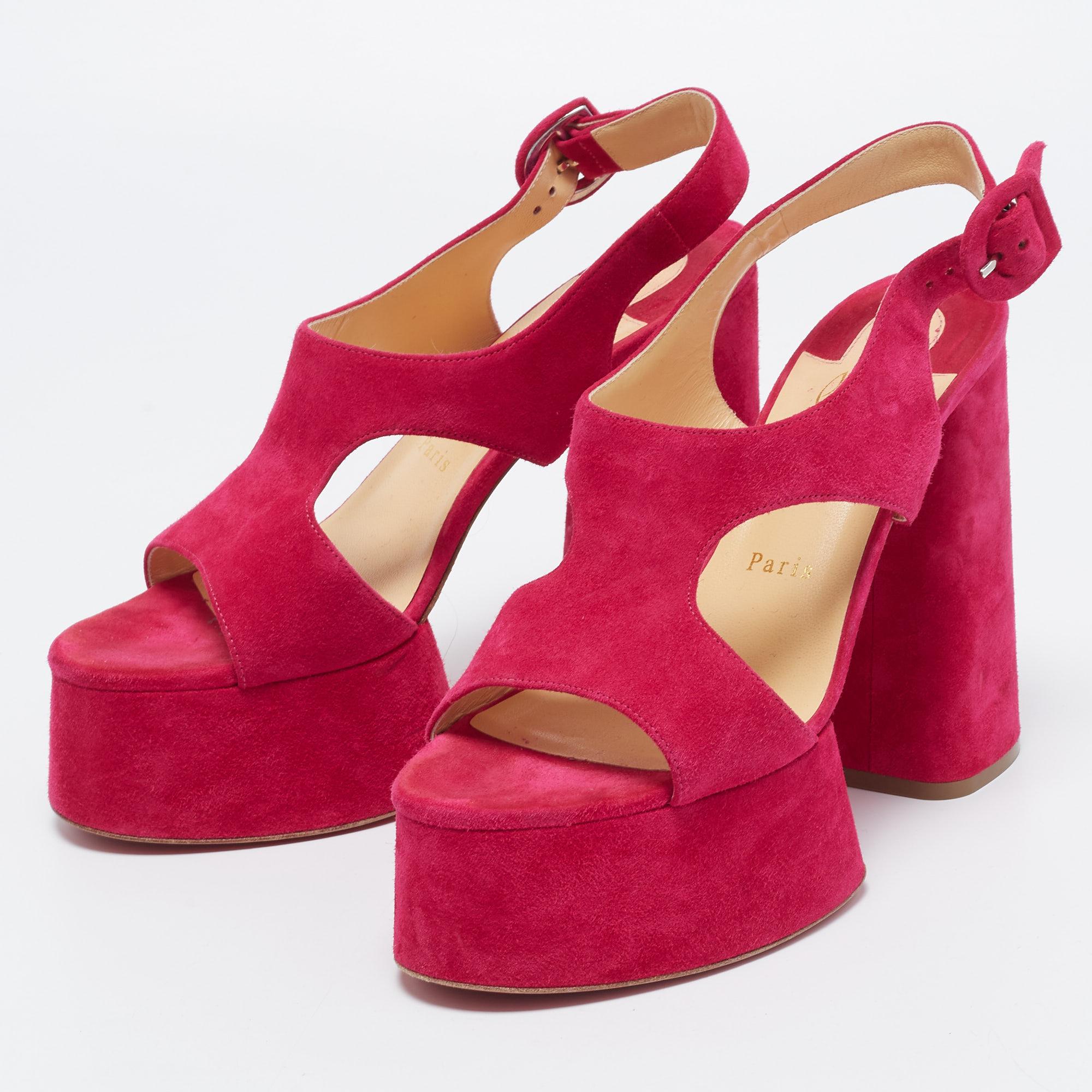 Women's Christian Louboutin Pink Suede Foolish Sandals Size 39
