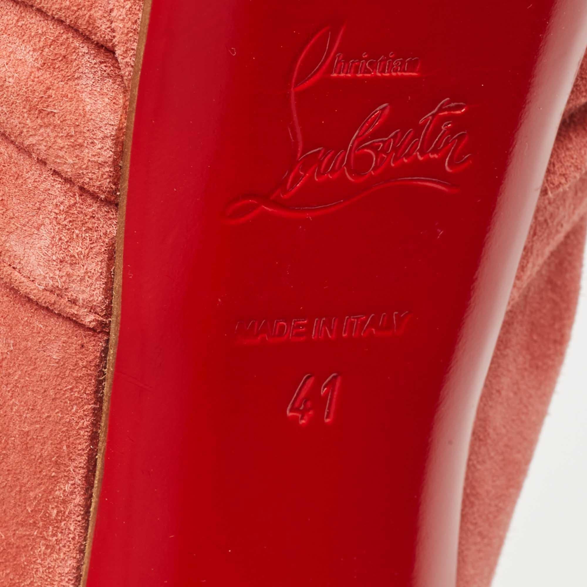Women's Christian Louboutin Pink Suede Jenny Slingback Pumps Size 41