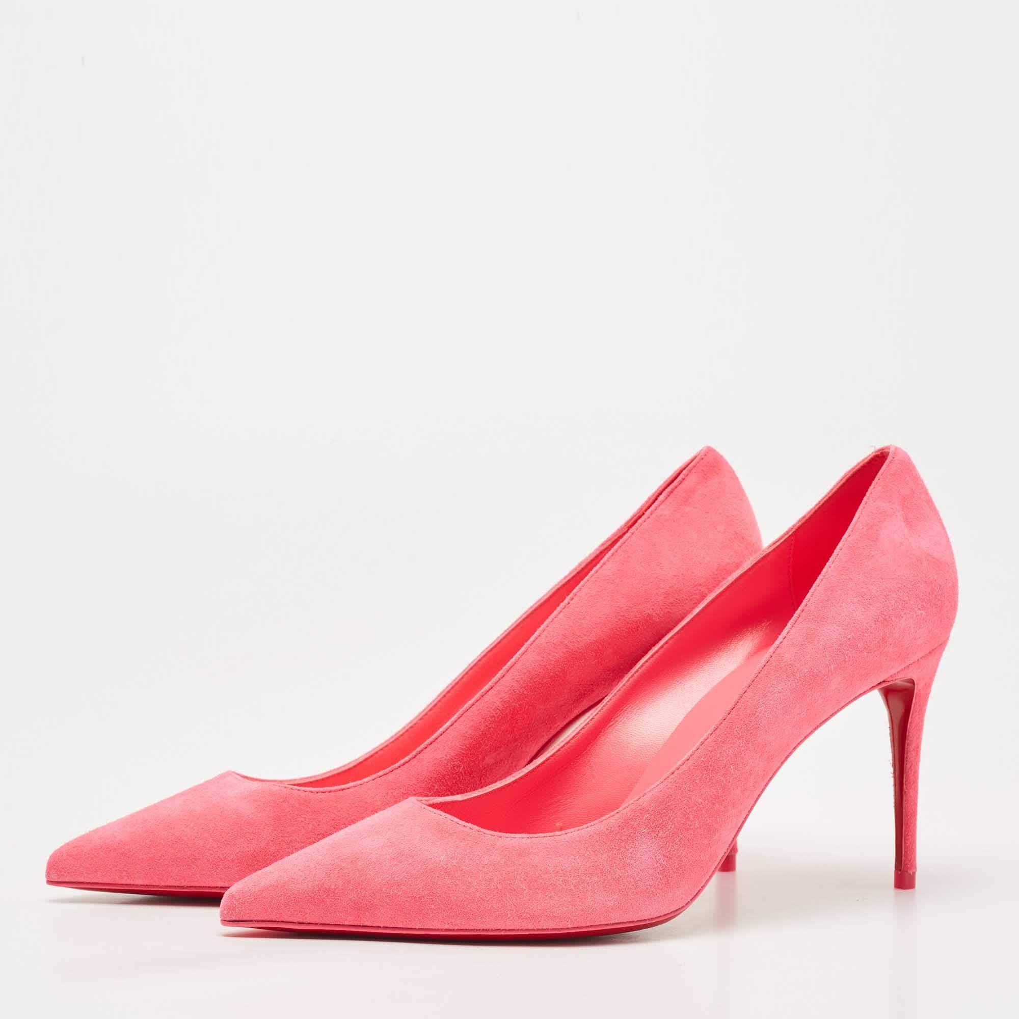 Women's Christian Louboutin Pink Suede Kate Pumps Size 38
