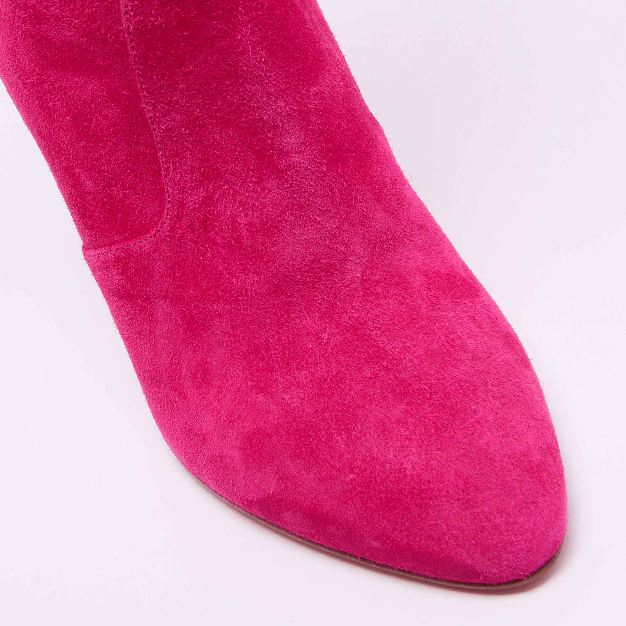 Christian Louboutin Pink Suede Knee Length Boots Size 38 3