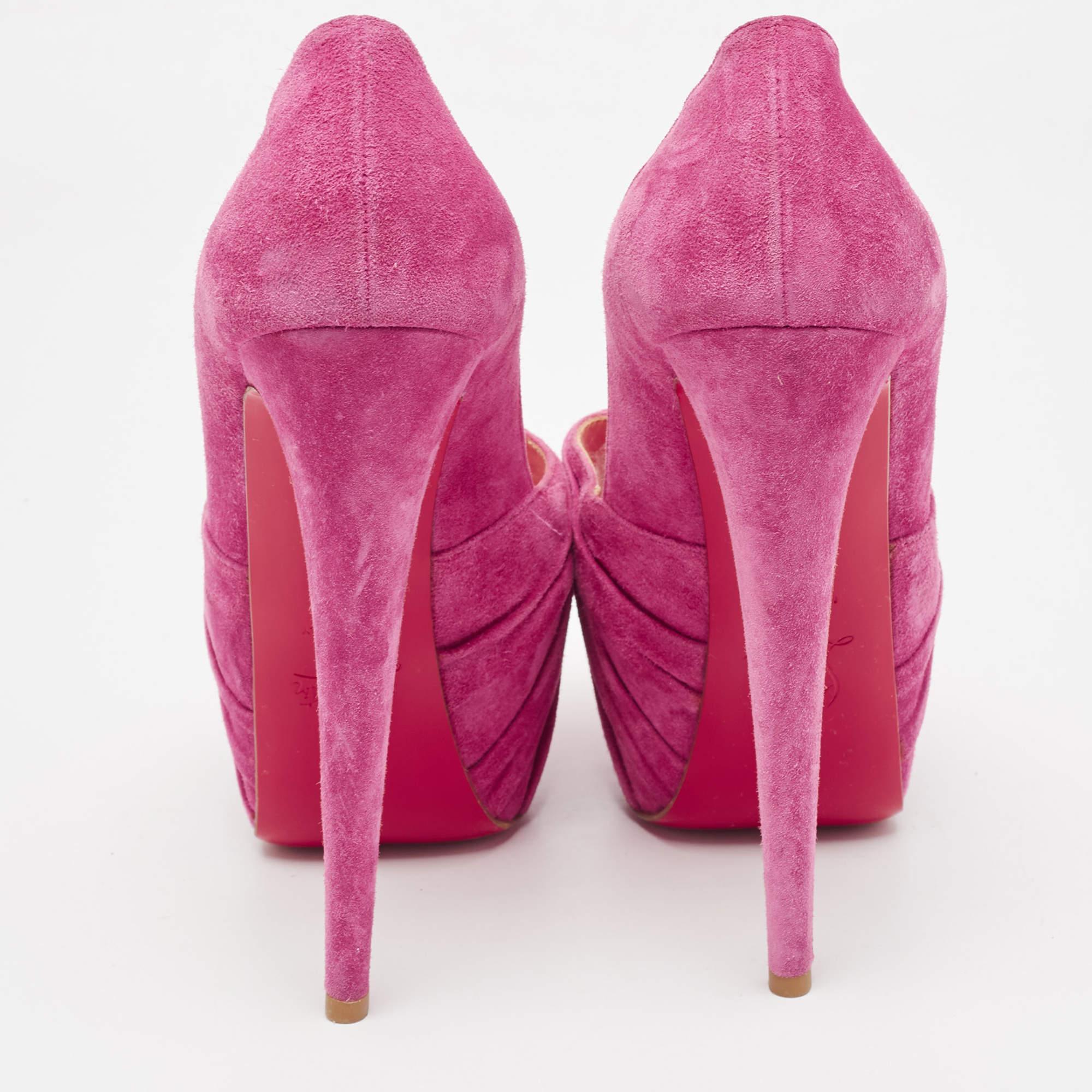 Christian Louboutin Pink Suede Lady Gres 20th Anniversary Pumps Size 38.5 1
