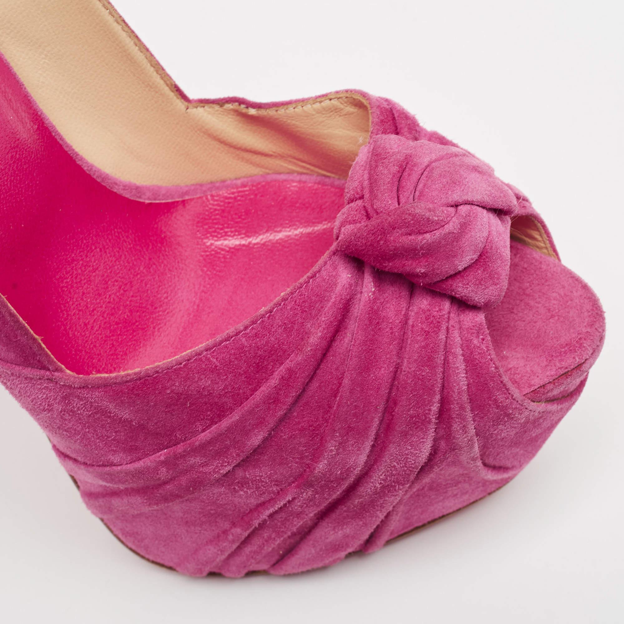 Christian Louboutin Pink Suede Lady Gres 20th Anniversary Pumps Size 38.5 For Sale 3
