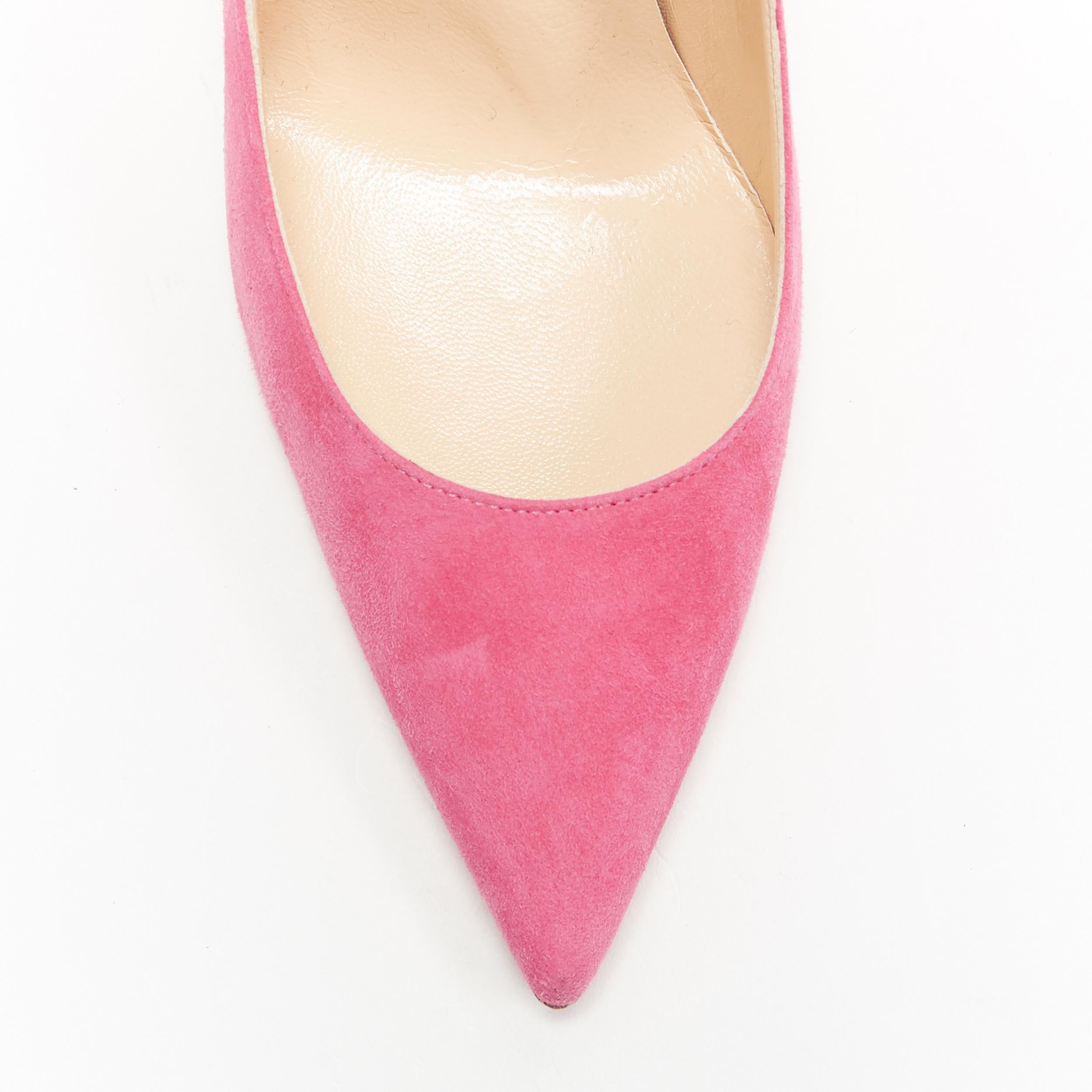 CHRISTIAN LOUBOUTIN pink suede leather pointy toe stiletto pigalle pump EU38 1