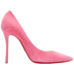 CHRISTIAN LOUBOUTIN pink suede leather pointy toe stiletto pigalle pump EU38