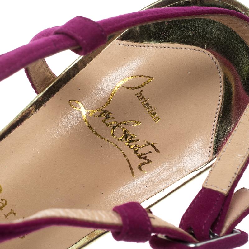 Christian Louboutin Pink Suede Martel Peep Toe Platform Sandals Size 40.5 In Excellent Condition In Dubai, Al Qouz 2