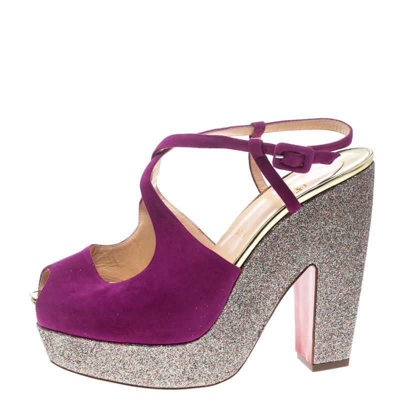 Christian Louboutin Pink Suede Martel Peep Toe Platform Sandals Size 40.5 3