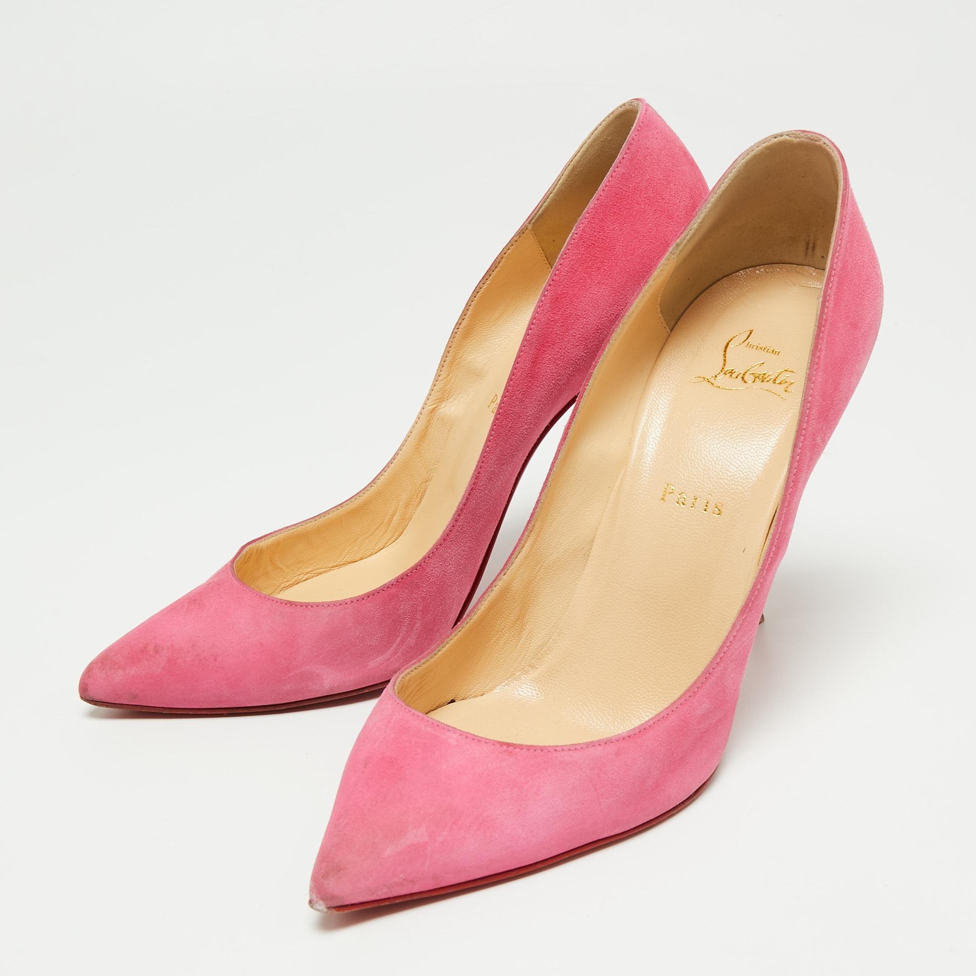 The classic pointed toes and signature red-lacquered sole characterize this pair of Christian Louboutin pumps. Crafted from suede, it has been styled with nicely cut vamps and a leather insole. The 12cm heels signify the brand's expertise in