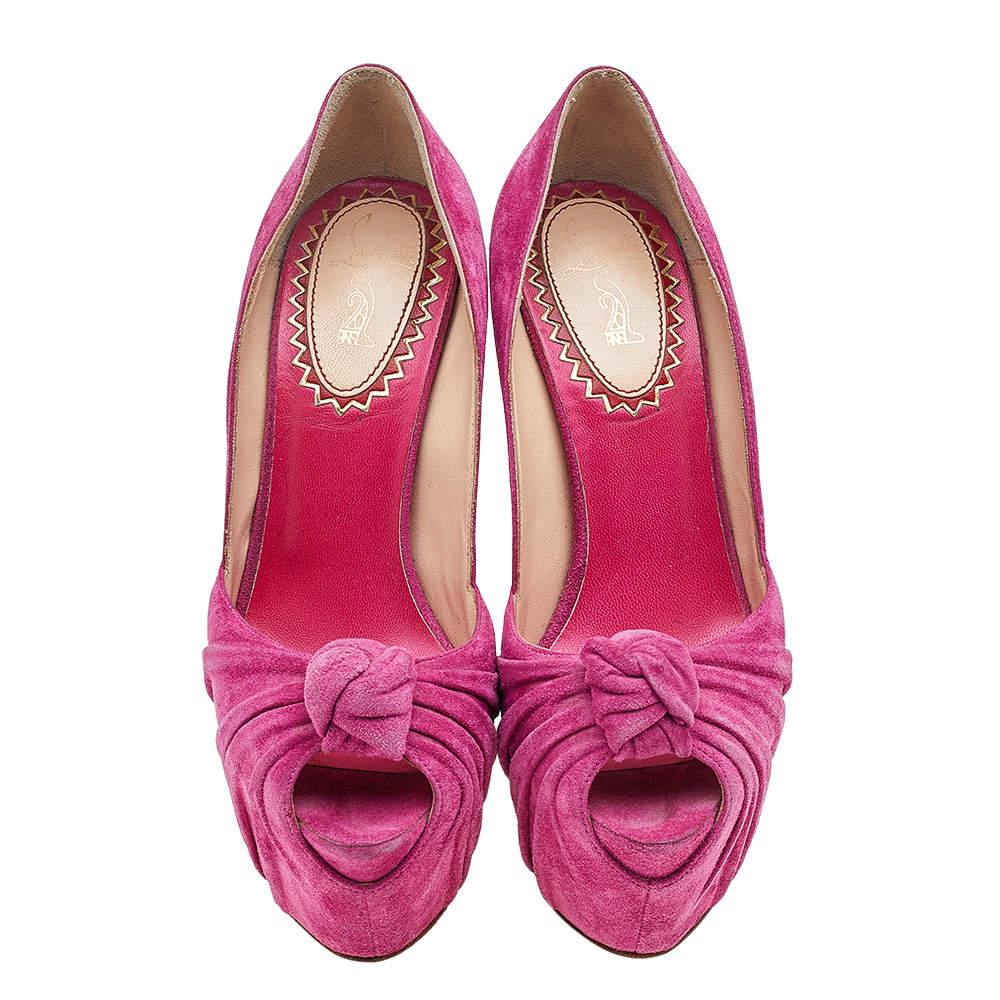 Christian Louboutin Pink Suede Rose Lady Gres 20th Anniversary Collection  In Good Condition For Sale In Dubai, Al Qouz 2