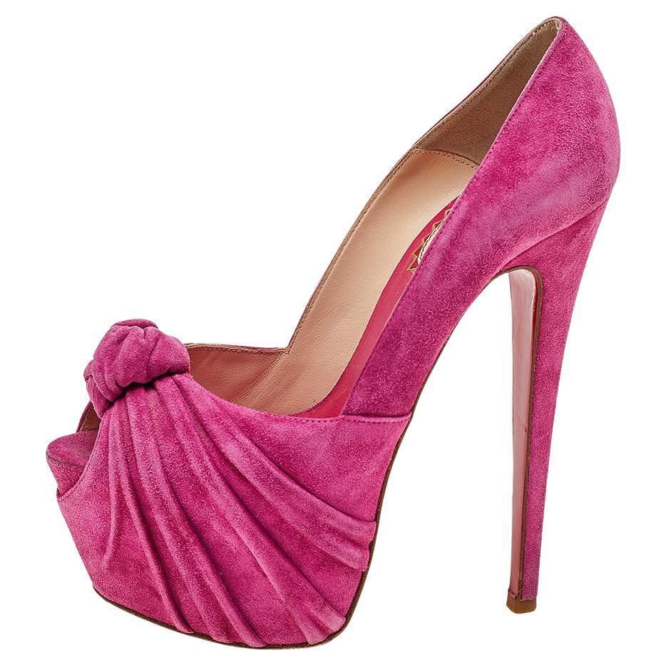 Christian Louboutin Pink Suede Rose Lady Gres 20th Anniversary Collection 