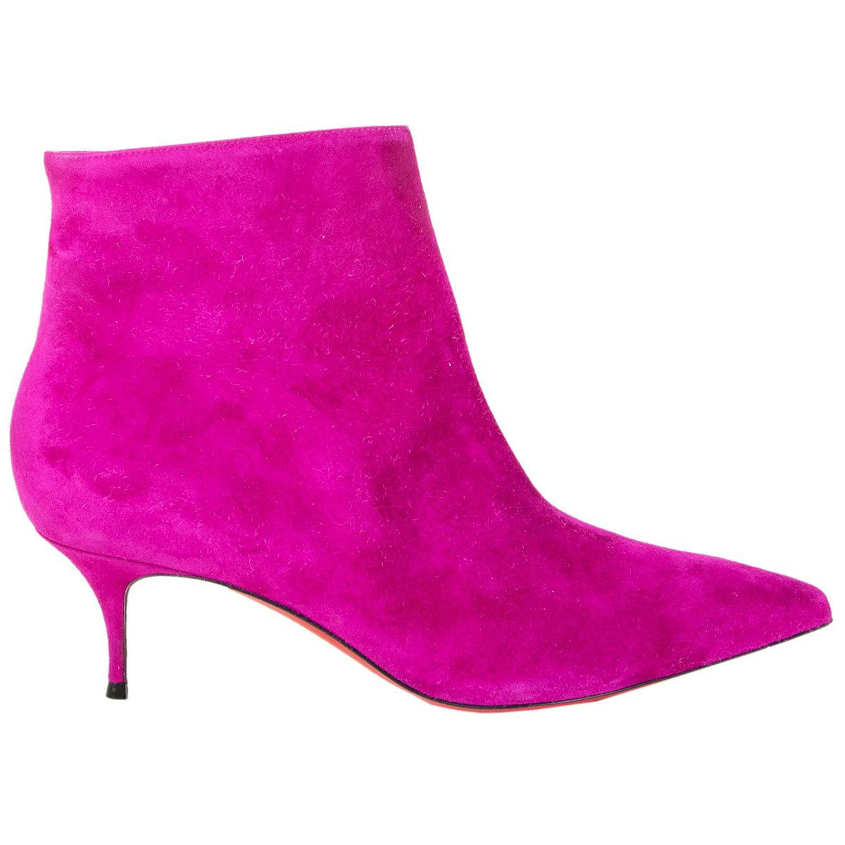CHRISTIAN LOUBOUTIN pink suede SO KATE 55 Ankle Boots Shoes 38.5
