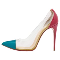 Christian Louboutin Pink/Teal Green Patent Leather And PVC Debout Pumps Size 40