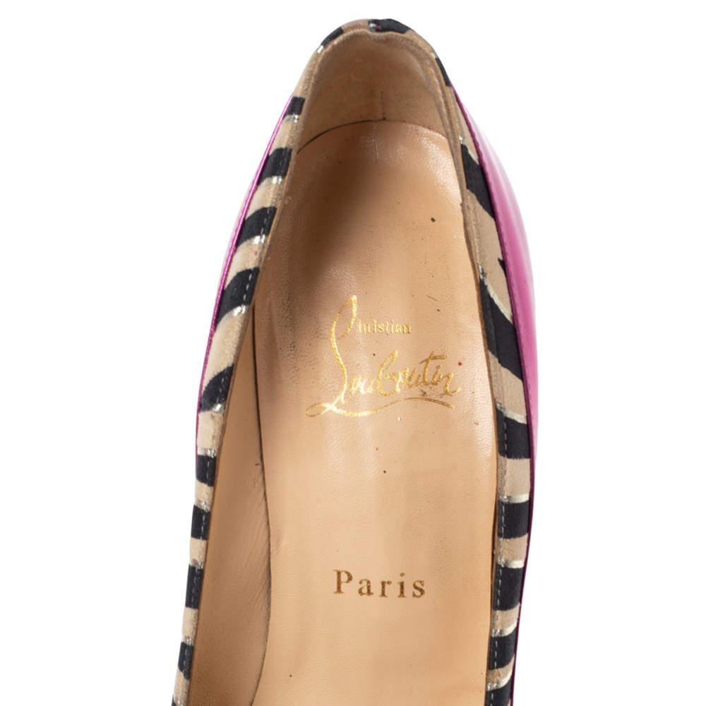 Christian Louboutin Pink Zebra Print  Asteroid Spike Pumps Size 36 6