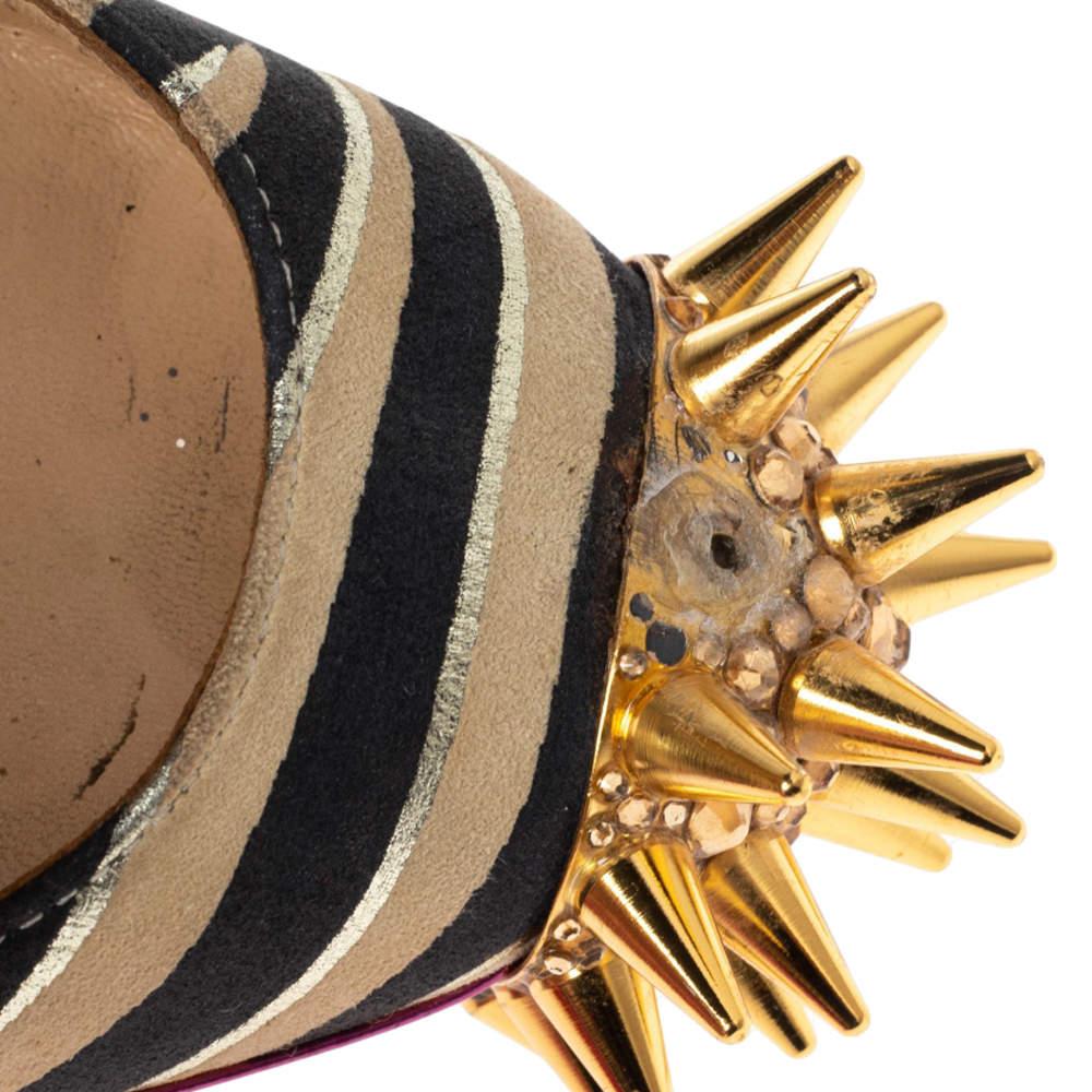 Christian Louboutin Pink Zebra Print  Asteroid Spike Pumps Size 36 4