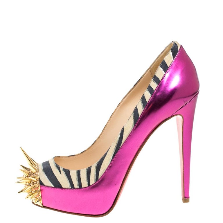 Christian Louboutin Pink Zebra Print Limited Edition Asteroid Pumps ...