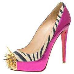 Christian Louboutin Pink Zebra Print Limited Edition Asteroid Pumps Size 37.5
