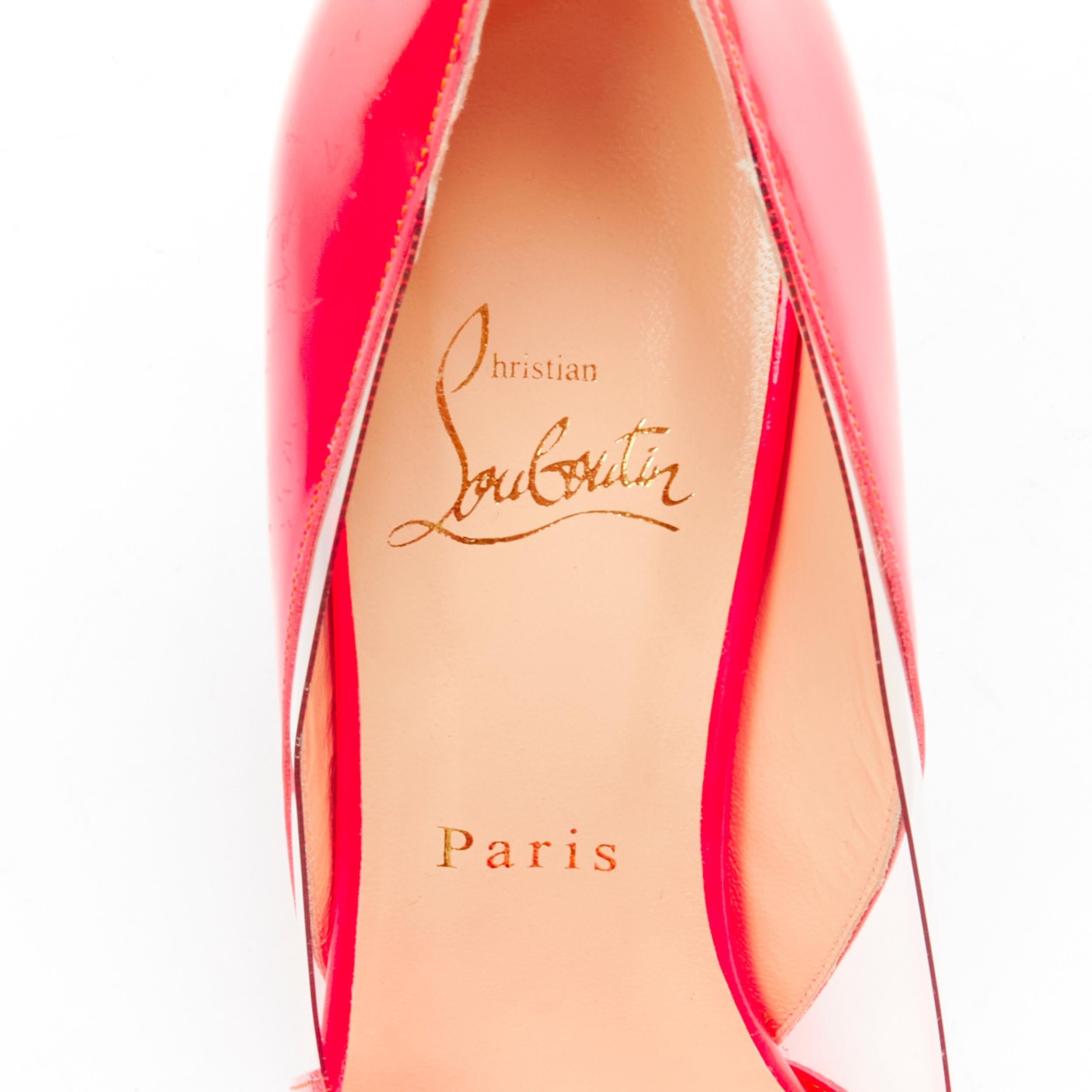 CHRISTIAN LOUBOUTIN Pivichic 100 neon pink striped patent pigalle pump EU37.5 For Sale 5