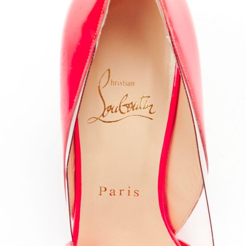 CHRISTIAN LOUBOUTIN Pigalle 100 vernis PVC rayé rose fluo EU37.5 en vente 5