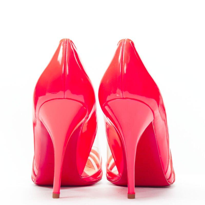 CHRISTIAN LOUBOUTIN Pigalle 100 vernis PVC rayé rose fluo EU37.5 Pour femmes en vente