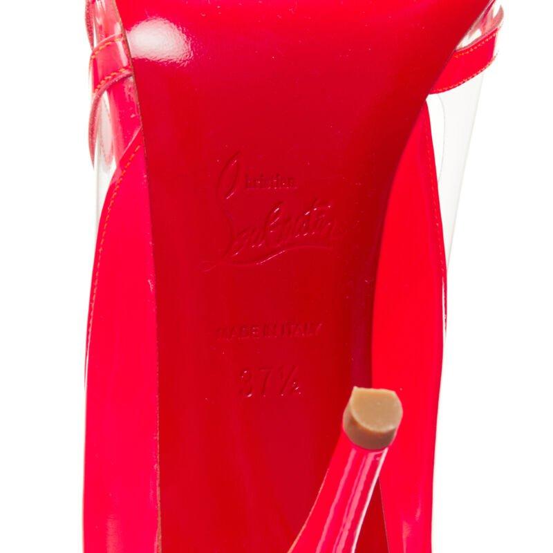 CHRISTIAN LOUBOUTIN Pigalle 100 vernis PVC rayé rose fluo EU37.5 en vente 4