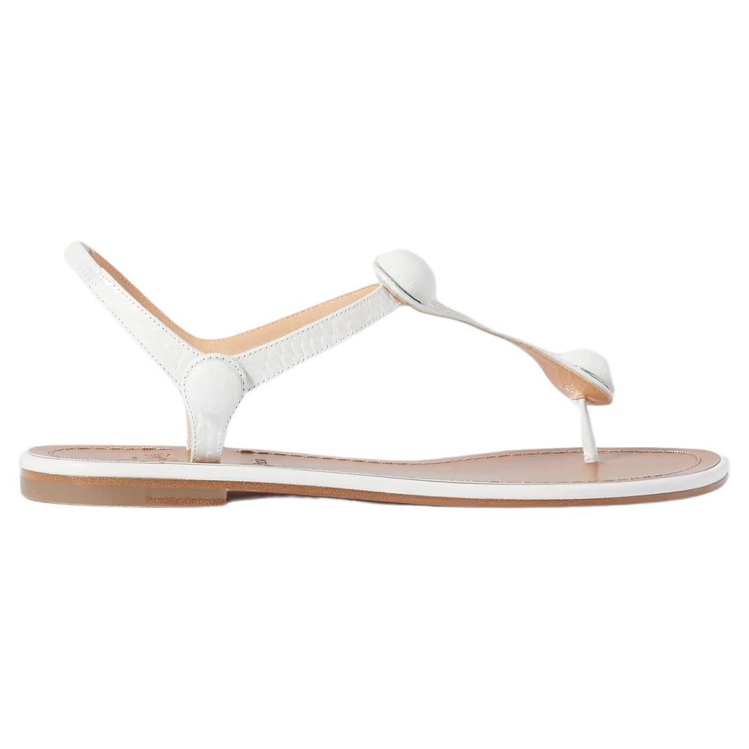 Christian Louboutin Planet Ball White Leather Sandals Sz 38 NWT In New Condition For Sale In Paradise Island, BS
