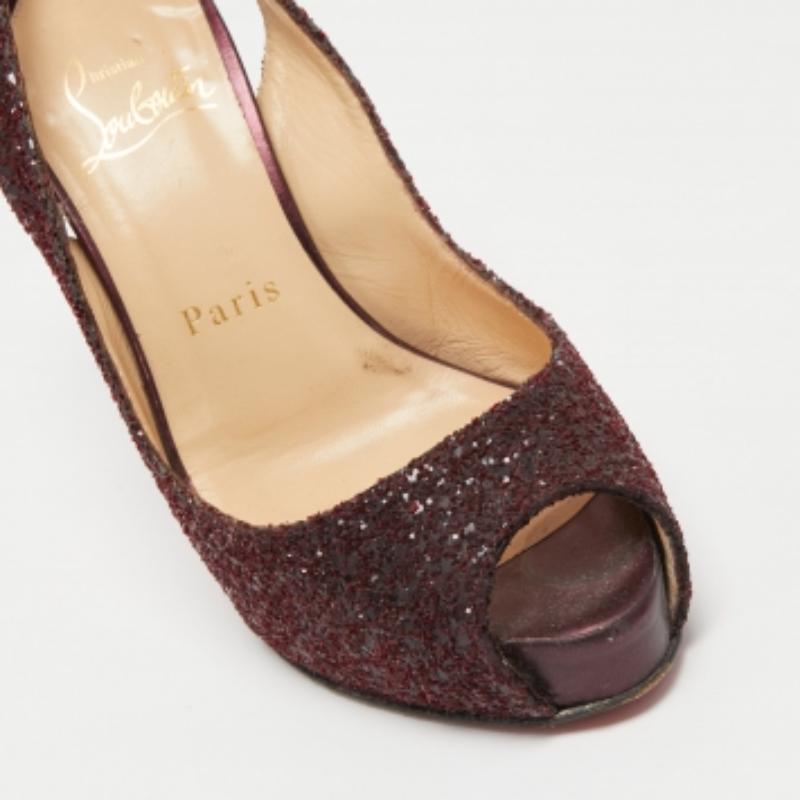 Christian Louboutin Pflaume Grob Glitter No Prive Slingback Pumps Größe 36 1
