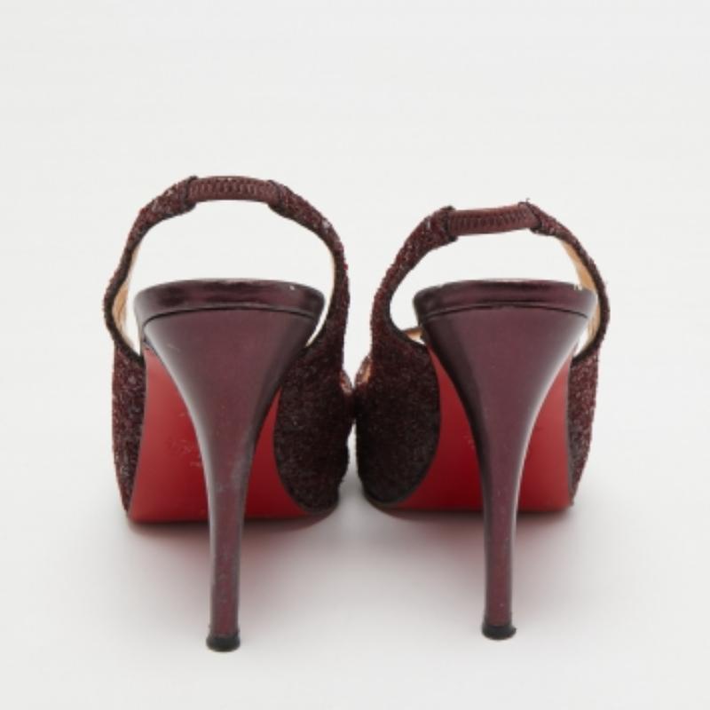 Christian Louboutin Pflaume Grob Glitter No Prive Slingback Pumps Größe 36 2