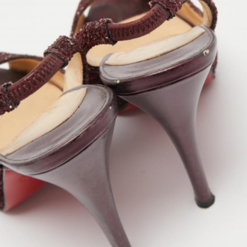 Christian Louboutin Pflaume Grob Glitter No Prive Slingback Pumps Größe 36 3