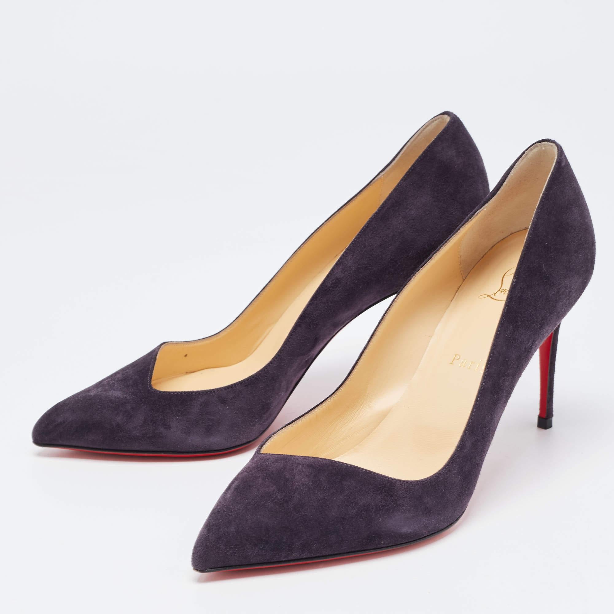 Christian Louboutin Plum Suede Corneille Pumps Size 39 For Sale 1