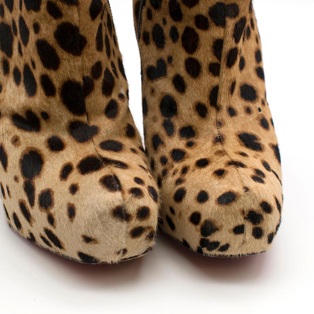 Christian Louboutin Pony Hair Leopard Print Ankle Boot Heels	SIZE 38.5 In Good Condition In London, GB