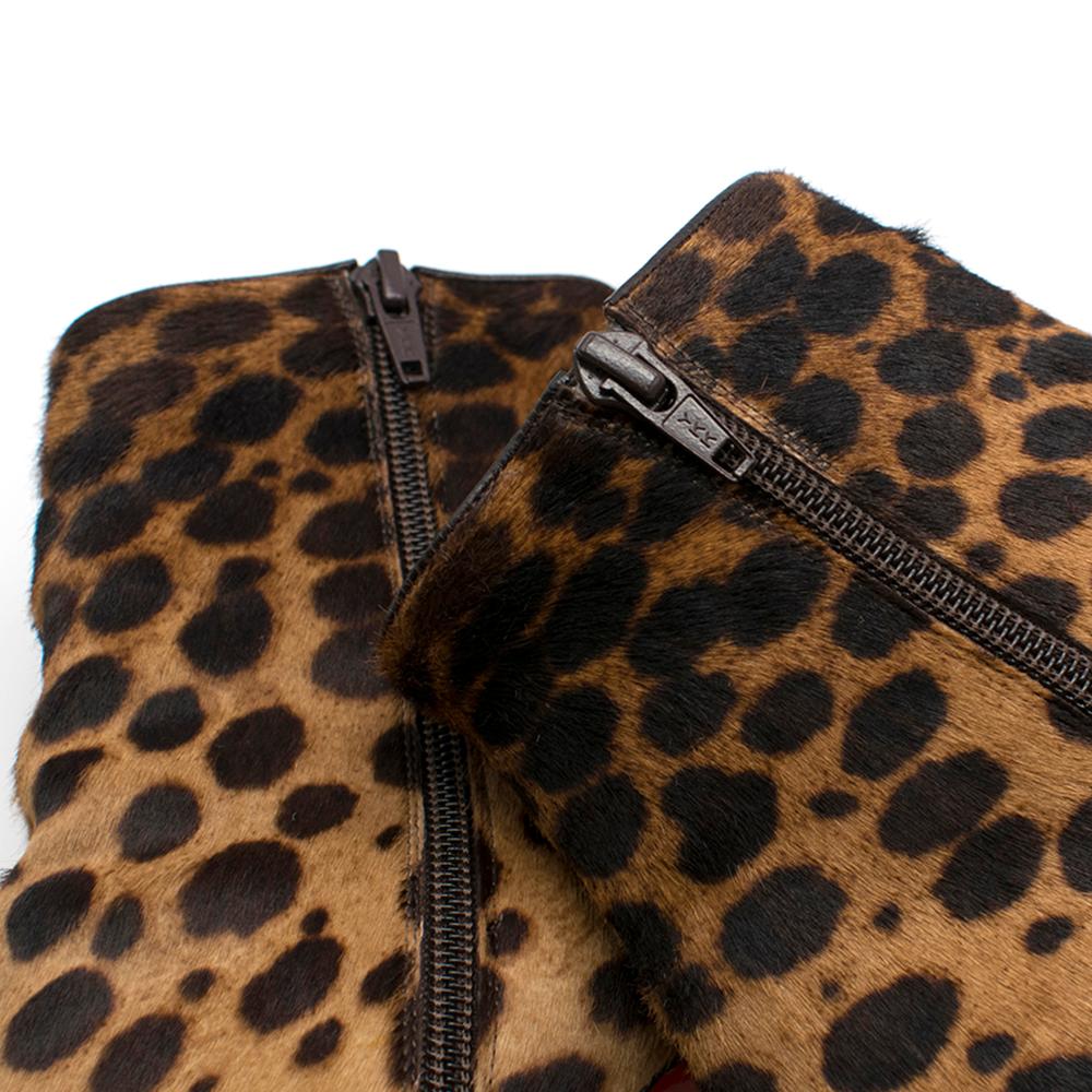 Women's Christian Louboutin Pony Hair Leopard Print Ankle Boot Heels	SIZE 38.5