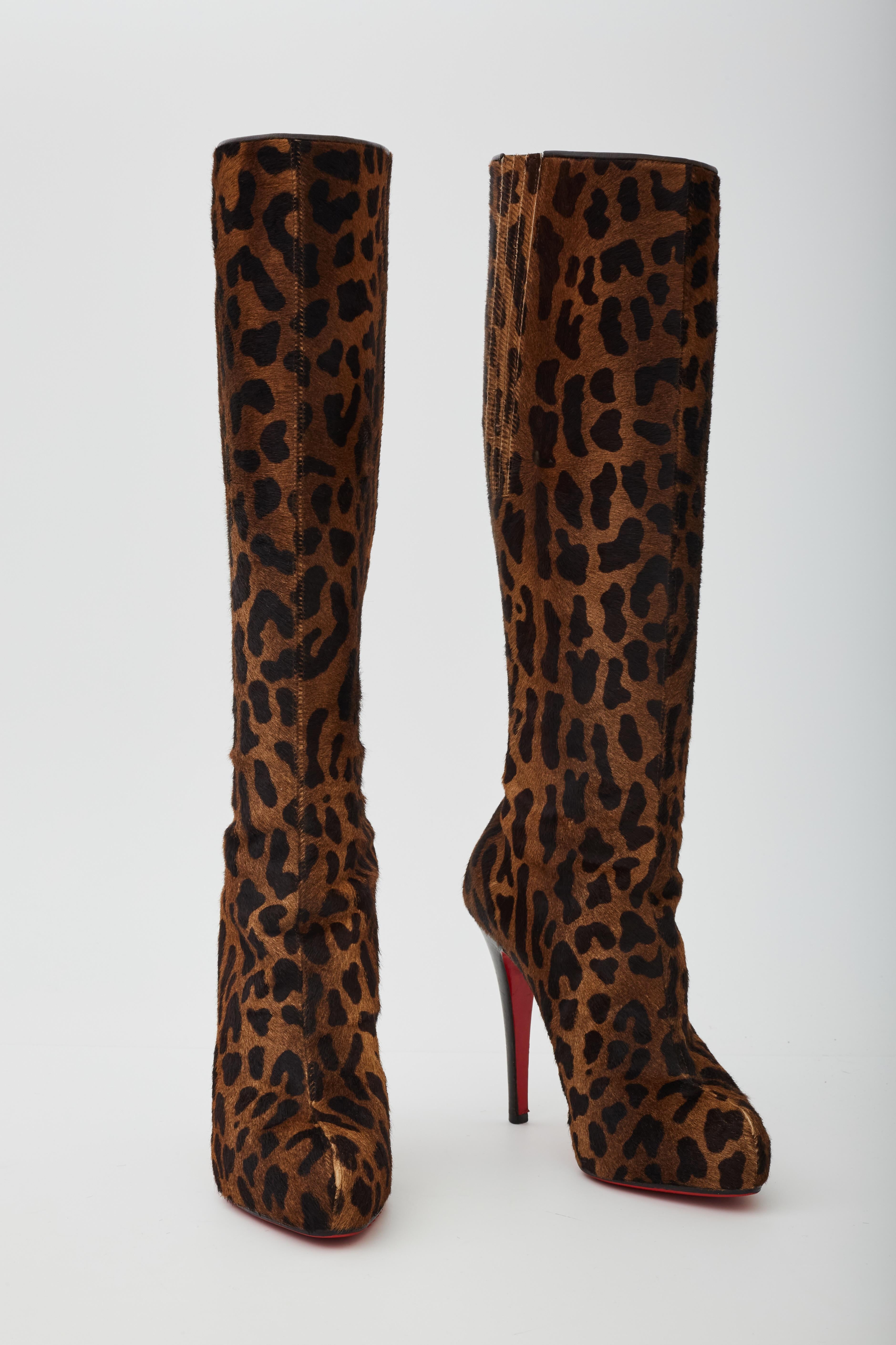 christian louboutin leopard boots