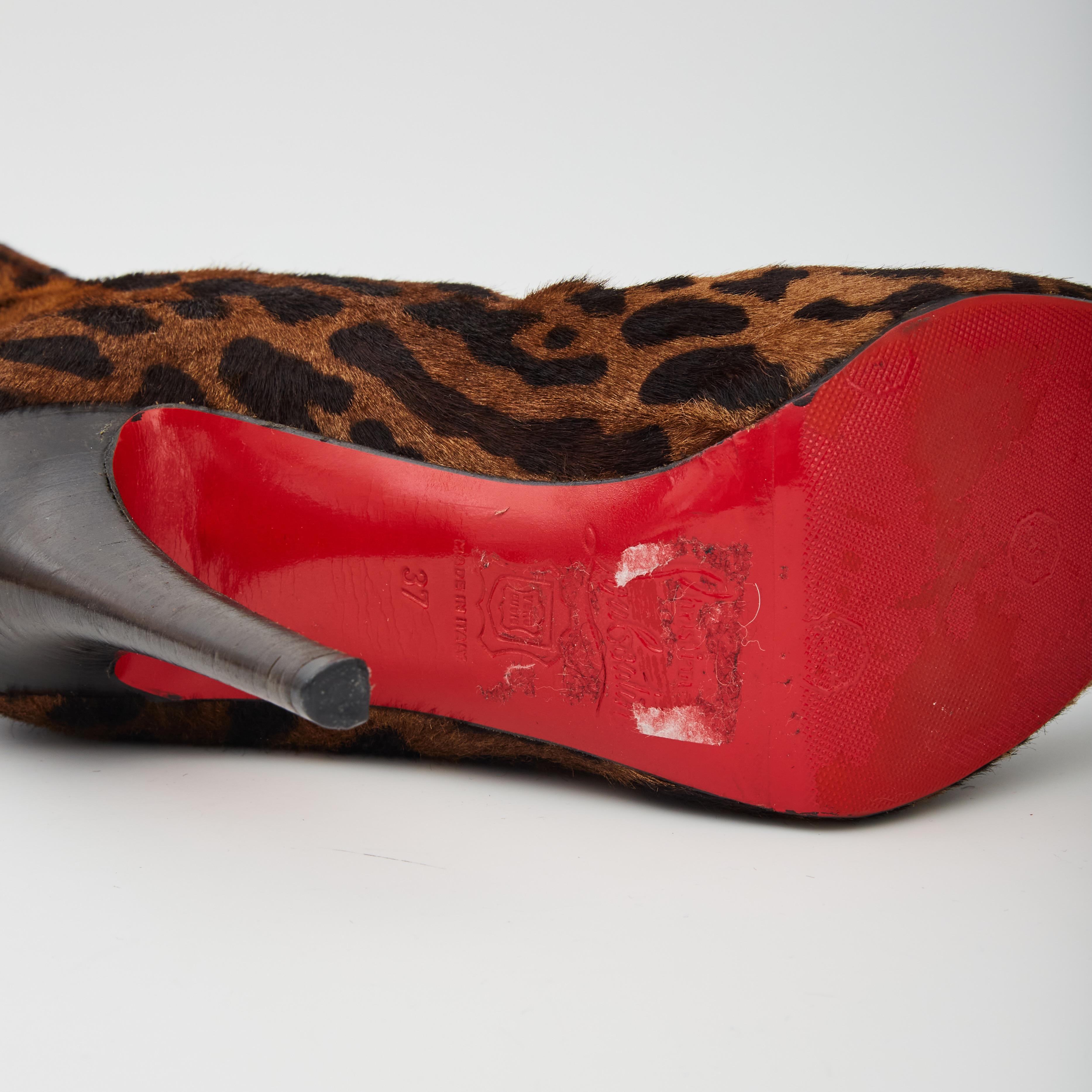 Black Christian Louboutin Ponyhair Animal Print Boots (37 EU) For Sale