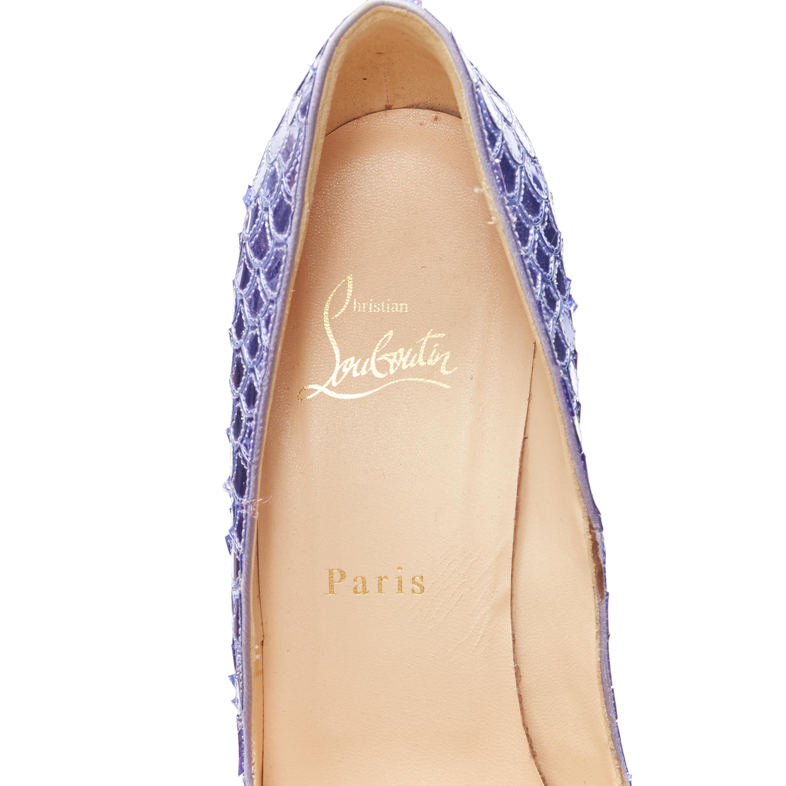 CHRISTIAN LOUBOUTIN Poseidon 120 purple mirrored scaled sequins platform EU40 5