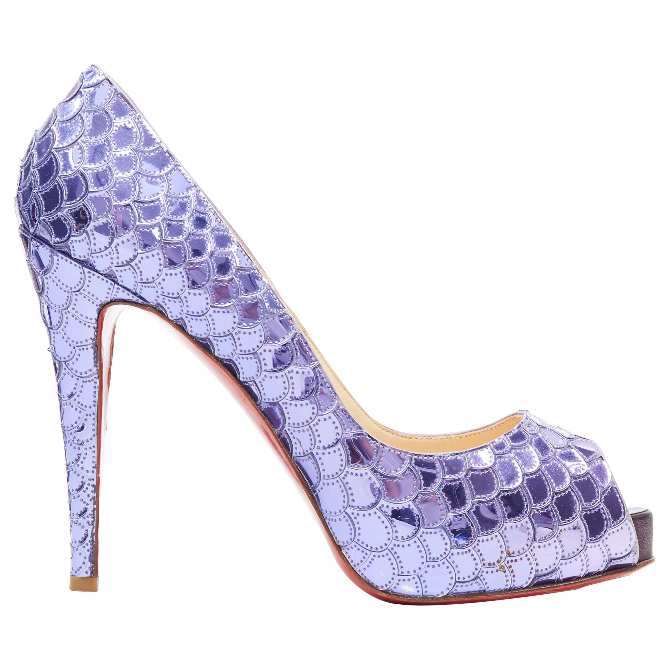 CHRISTIAN LOUBOUTIN Poseidon 120 purple mirrored scaled sequins platform EU40
