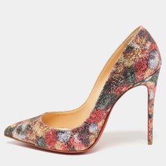 Christian Louboutin Printed Coarse Glitter Pigalle Follies Pumps Size 38
