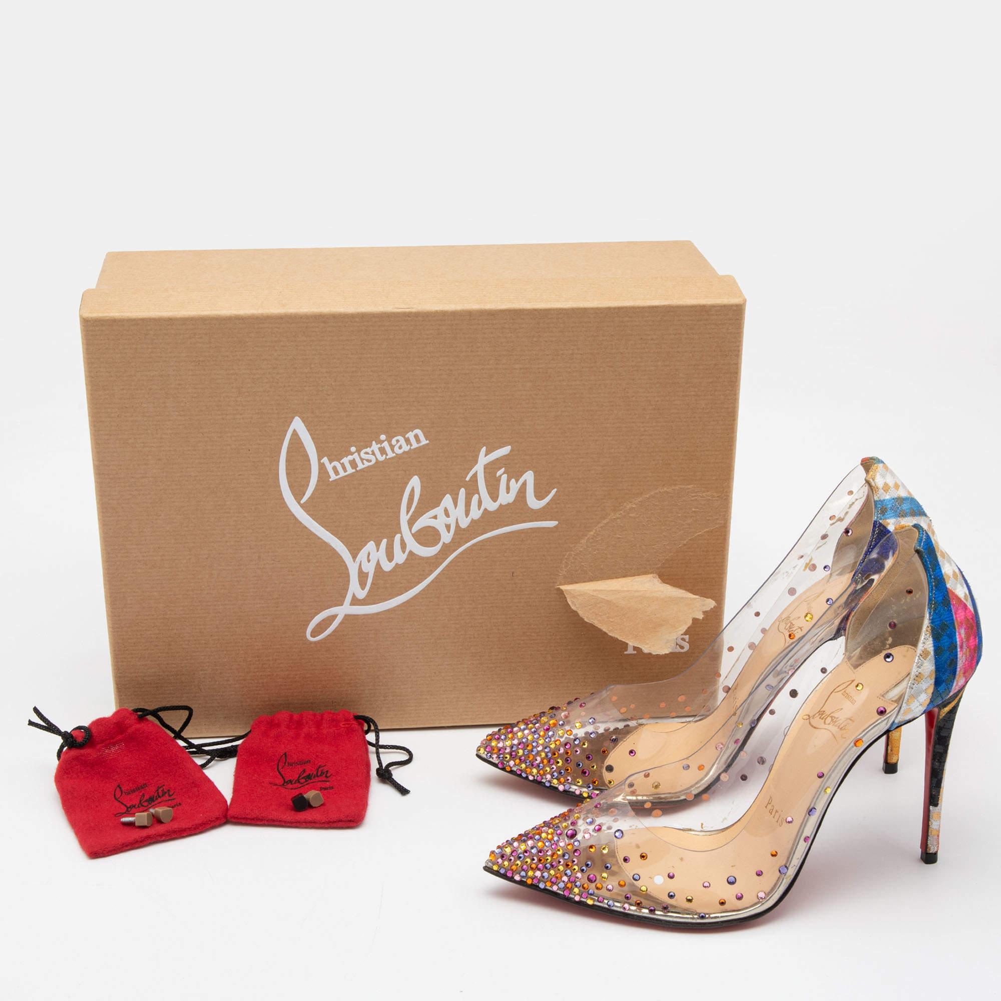 Christian Louboutin Printed Lurex Fabric and PVC Degrastrass Pumps Size 36 4