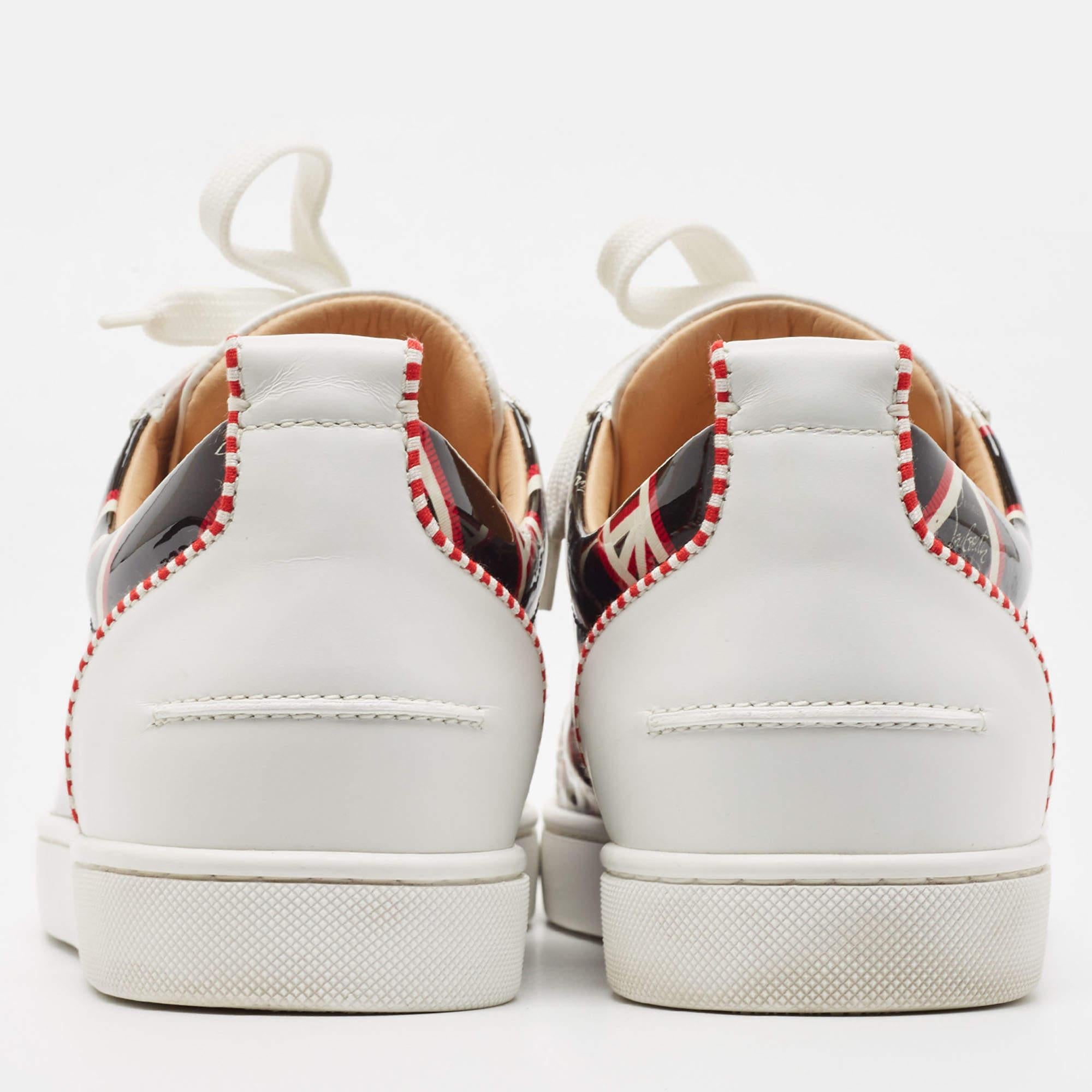 Men's Christian Louboutin Printed Patent and Leather Orlato Sneakers Size 42.5 For Sale