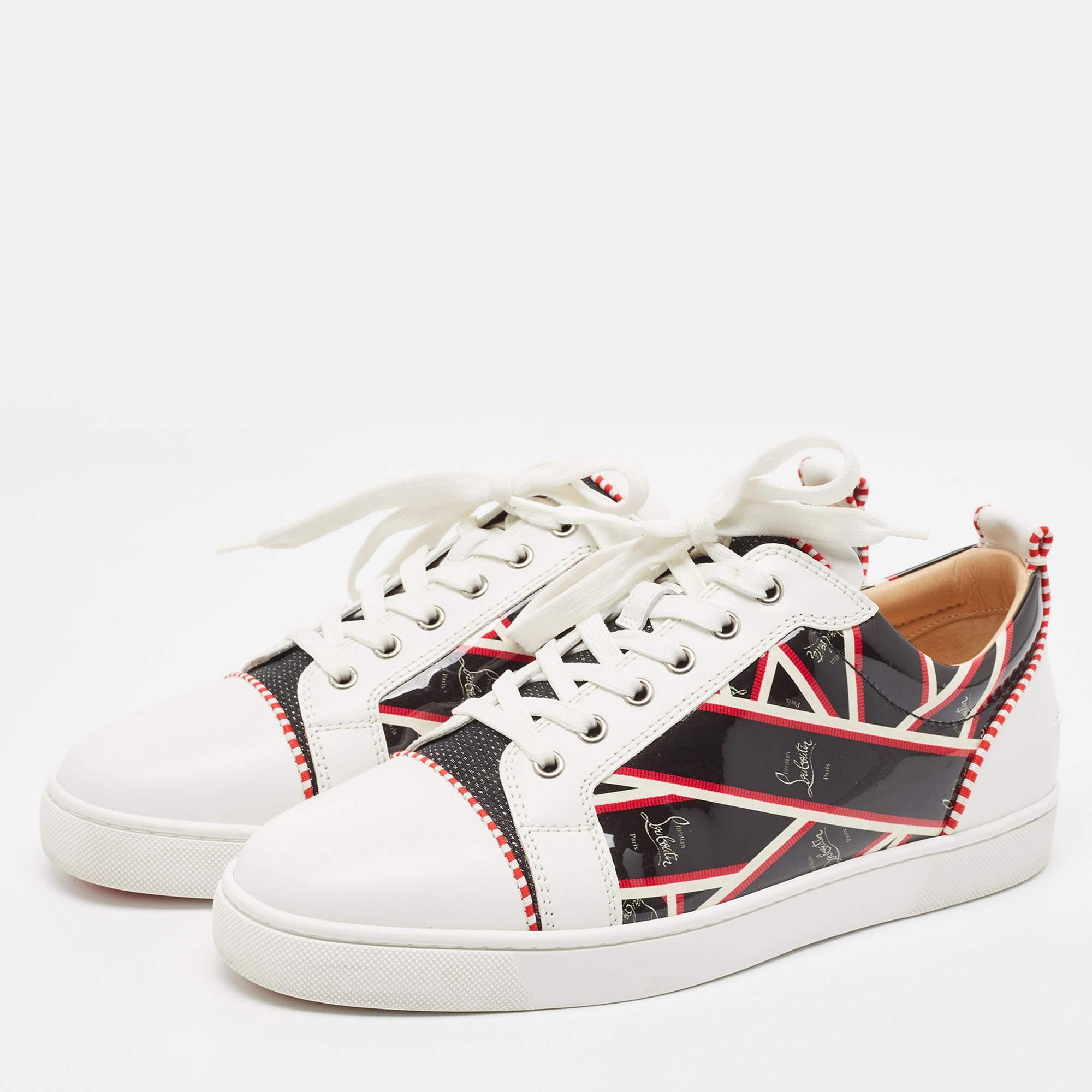 Christian Louboutin Printed Patent and Leather Orlato Sneakers Size 42.5 For Sale 4