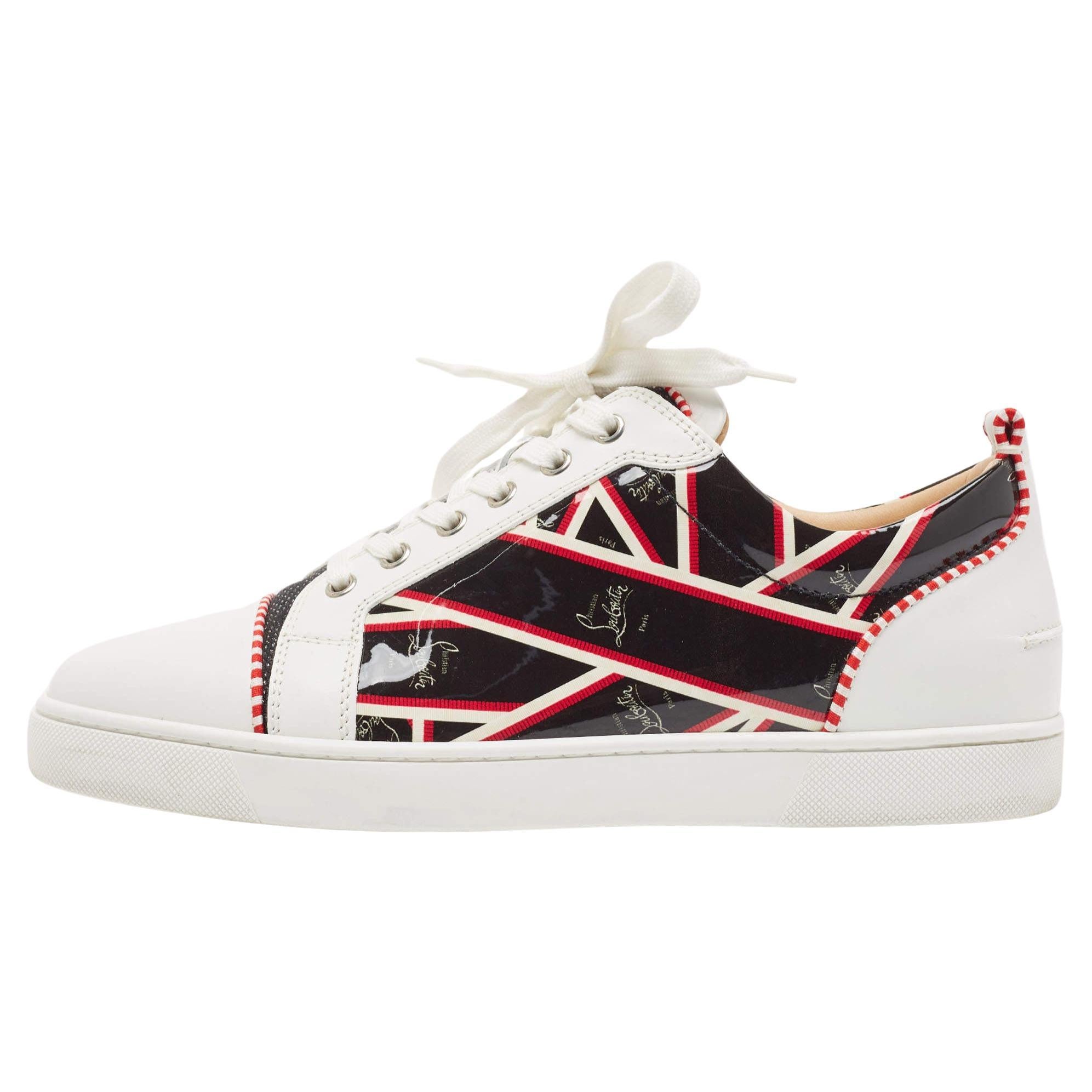Christian Louboutin Printed Patent and Leather Orlato Sneakers Size 42.5 For Sale