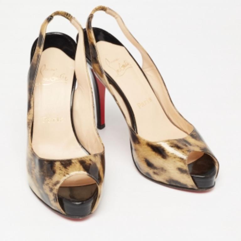 De las mujeres Christian Louboutin Sandalias de charol estampado No Prive Slingback Talla 38 en venta