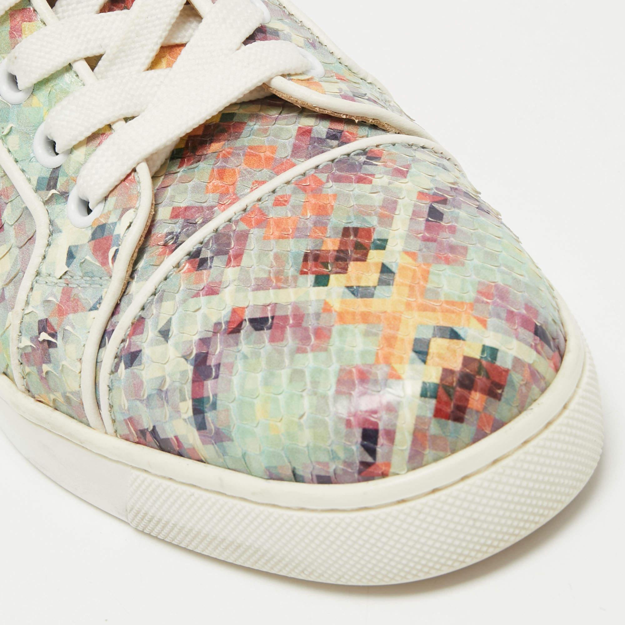 Women's Christian Louboutin Printed Python Louis Orlato High Top Sneakers Size 37 For Sale