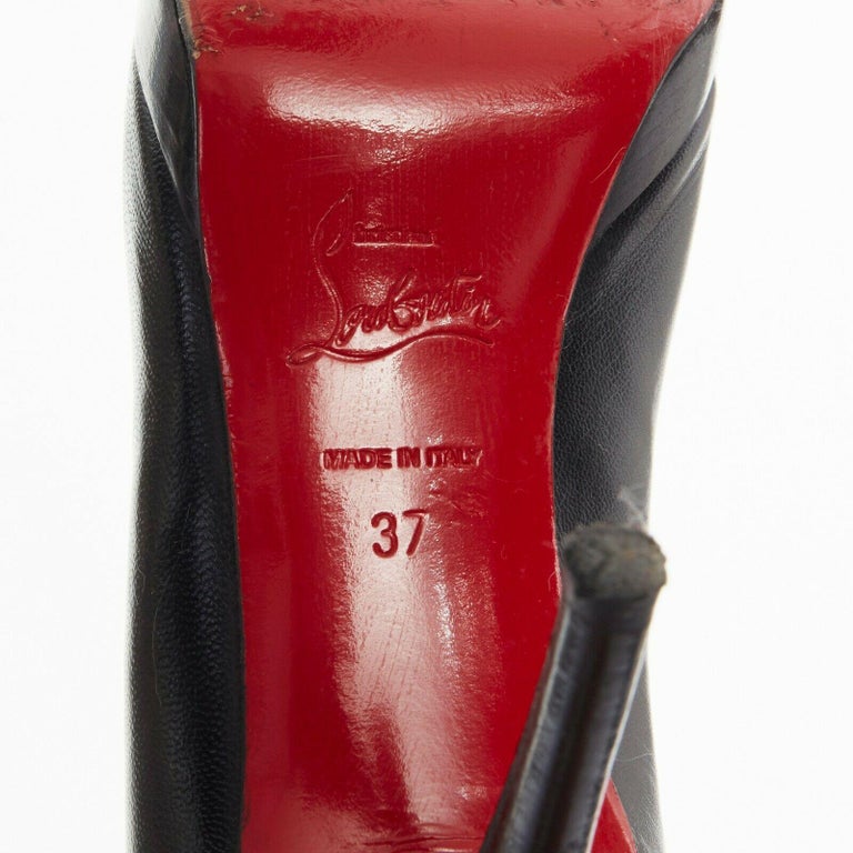 CHRISTIAN LOUBOUTIN Prorata 90 black leather platform round toe heels EU37 For Sale at 1stdibs
