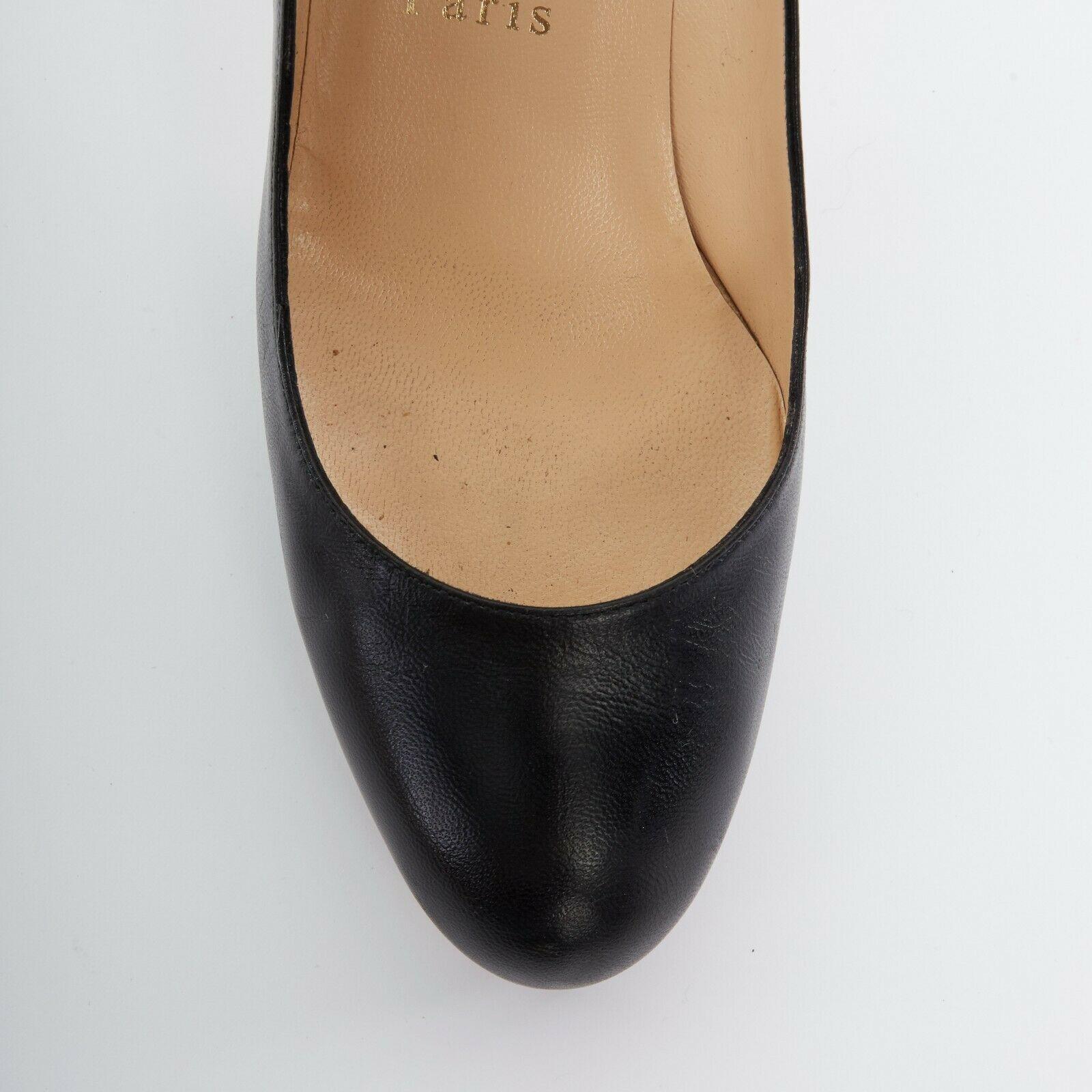CHRISTIAN LOUBOUTIN Prorata 90 black leather platform round toe heels EU37 2