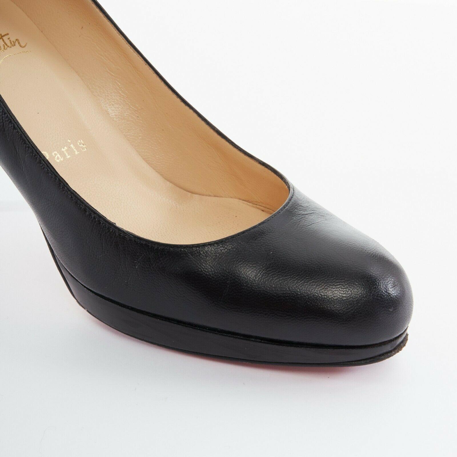 CHRISTIAN LOUBOUTIN Prorata 90 black leather platform round toe heels EU37 3