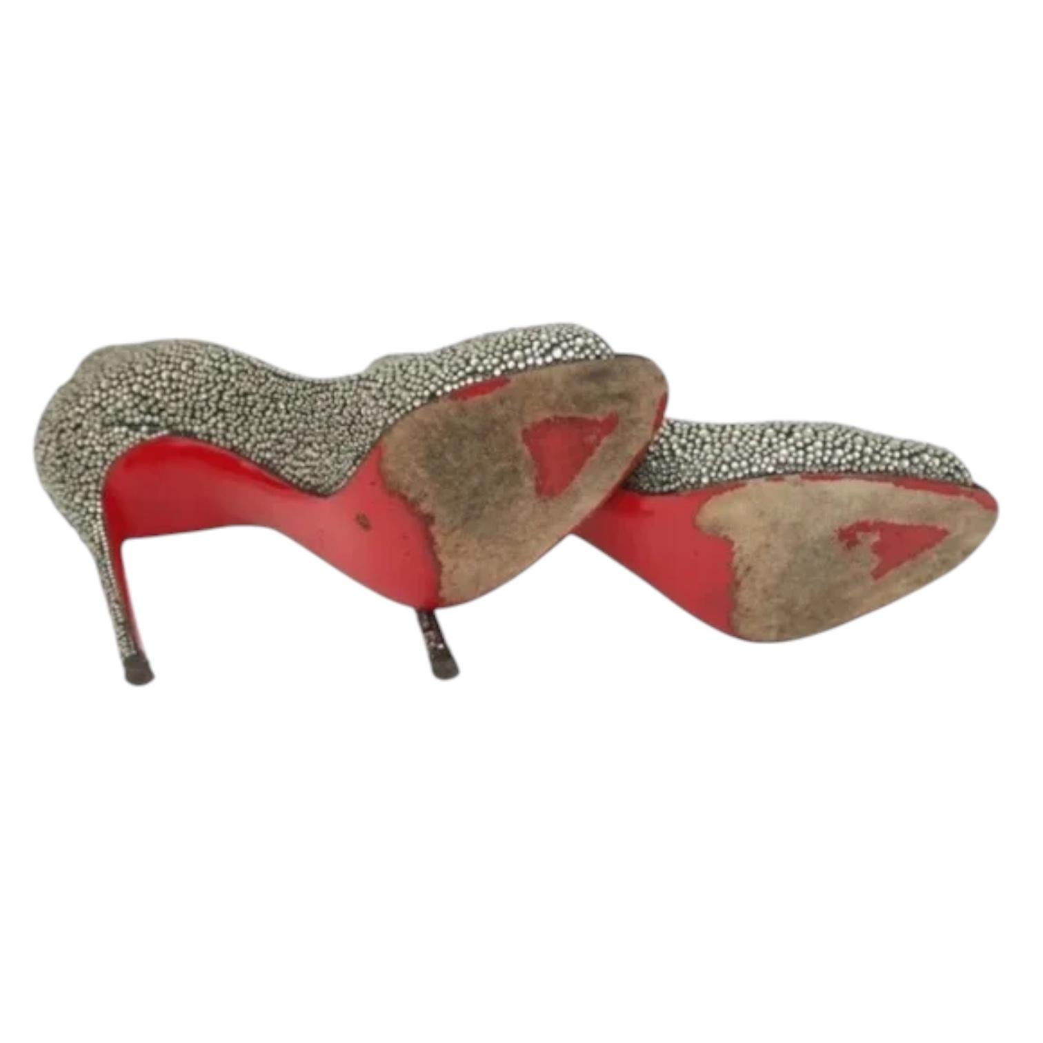 CHRISTIAN LOUBOUTIN Pump Kristall Schwarz Wildleder Sexy Strass Peep Toe Heels 38 $3295 im Angebot 7