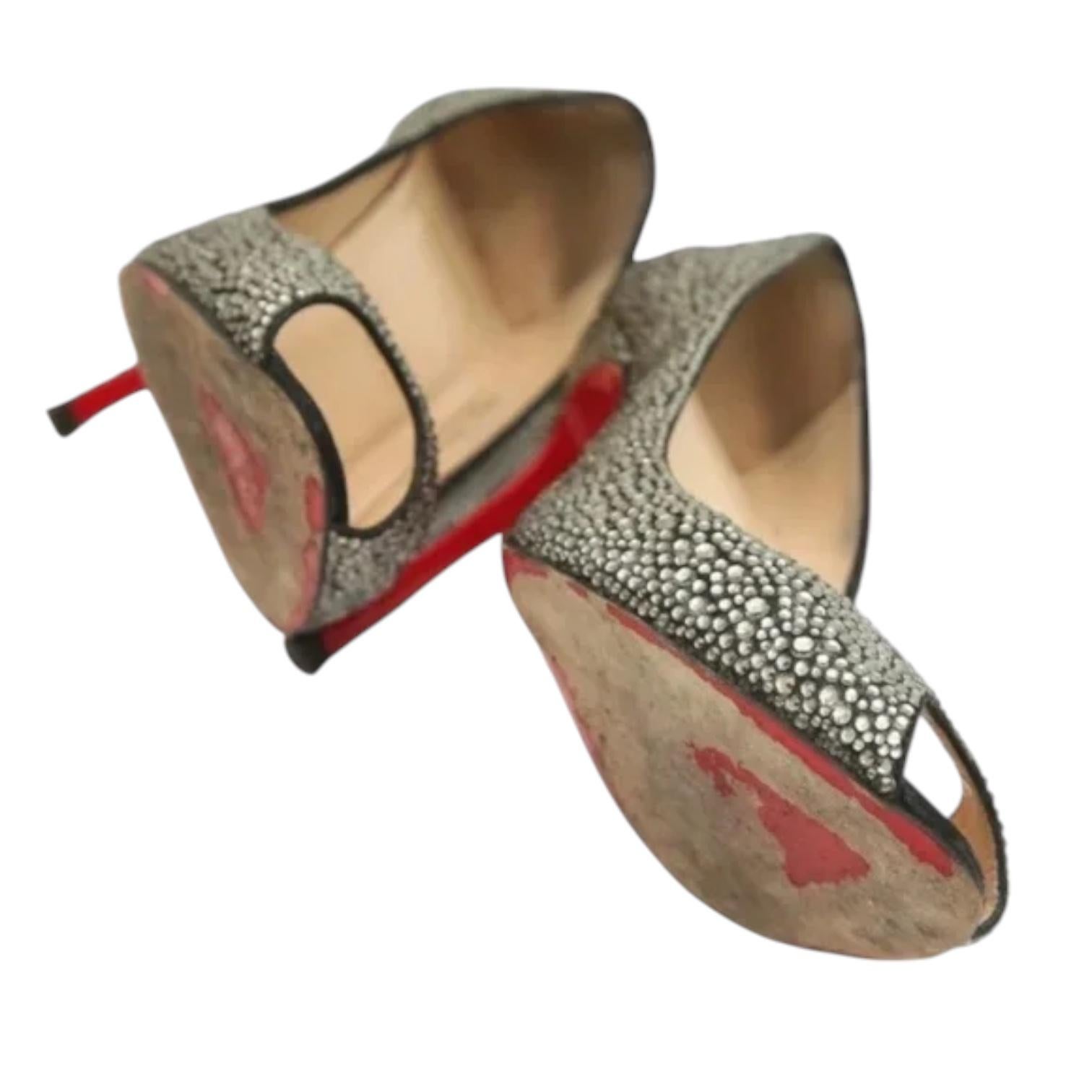 CHRISTIAN LOUBOUTIN Pump Kristall Schwarz Wildleder Sexy Strass Peep Toe Heels 38 $3295 im Angebot 8