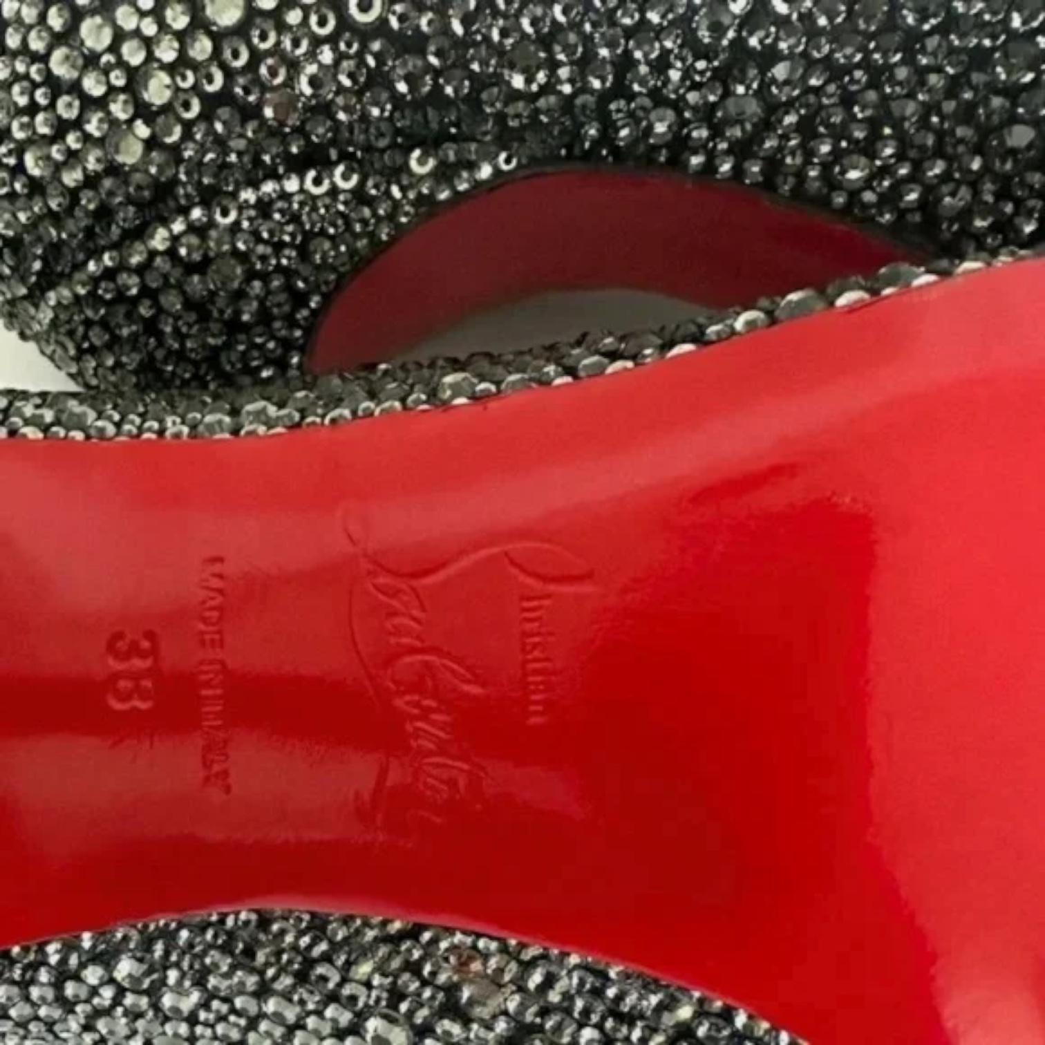 CHRISTIAN LOUBOUTIN Pump Kristall Schwarz Wildleder Sexy Strass Peep Toe Heels 38 $3295 im Angebot 10